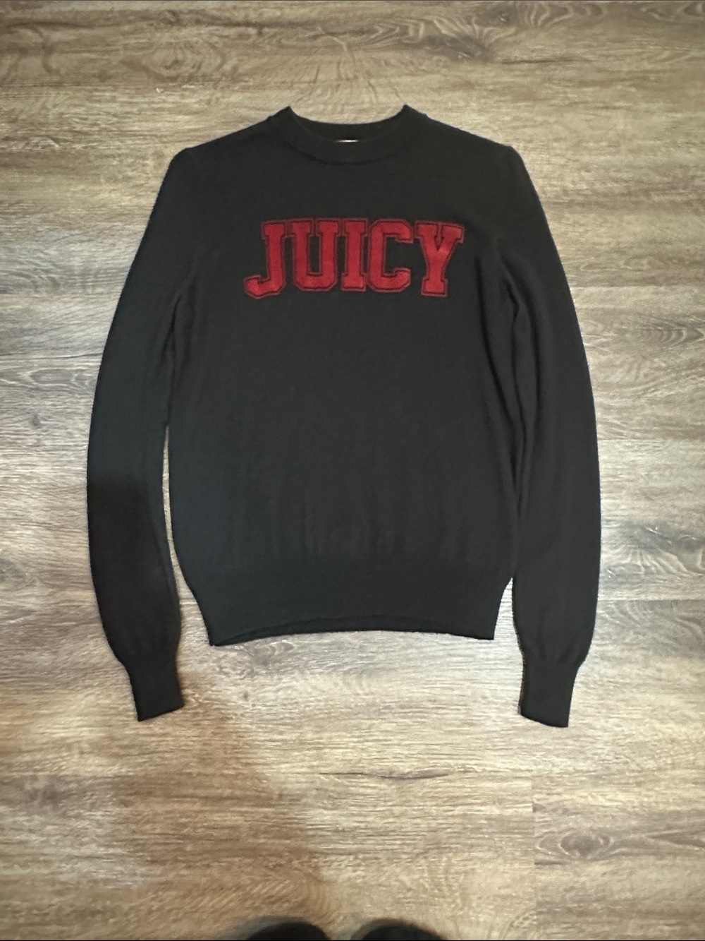 Juicy Couture Black Crewneck Sweater with Red Lettering